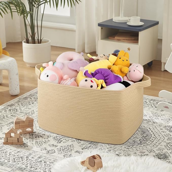 OIASKET 95L Extra Large Blanket Basket, Rectangle Nursery Blanket Storage - Image 6