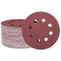 HARFINGTON 100 Pcs 5 Inch Sanding Discs 180 Grit Red Aluminum Oxide 8 Hole | by HARFINGTON