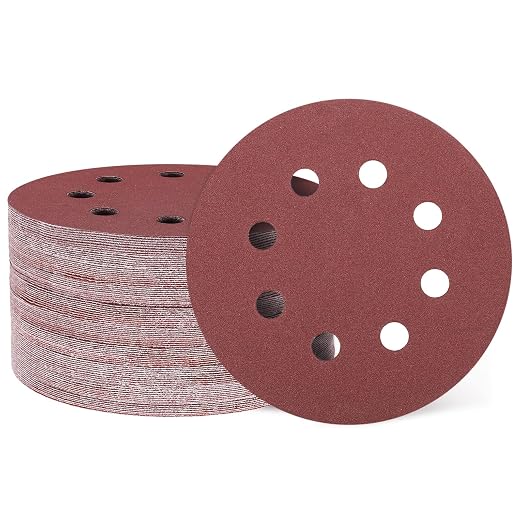 HARFINGTON 150 Pcs 5 Inch Sanding Discs 180 Grit Red Aluminum Oxide 8 Hole | by HARFINGTON