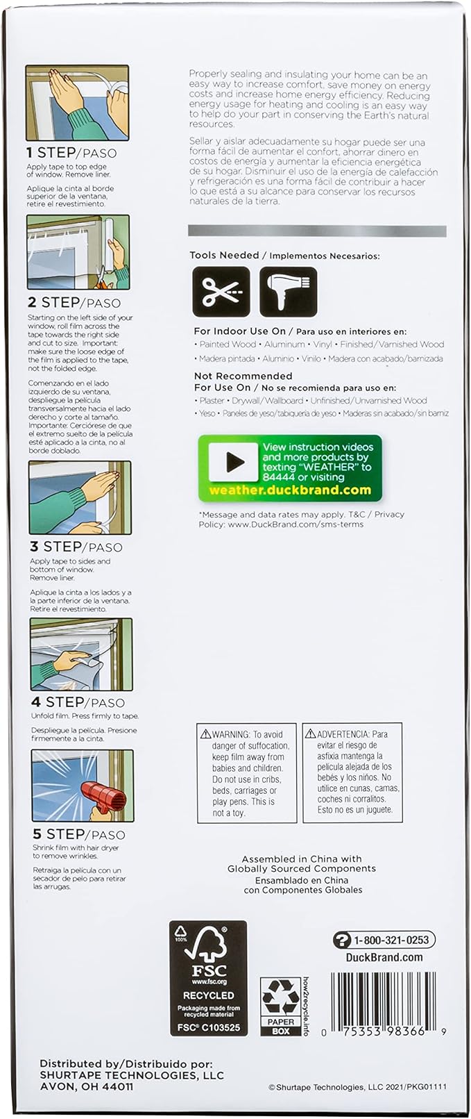 Duck MAX Strength Window Insulation Kit, Winter Window Seal Kit Fits Patio - Image 2