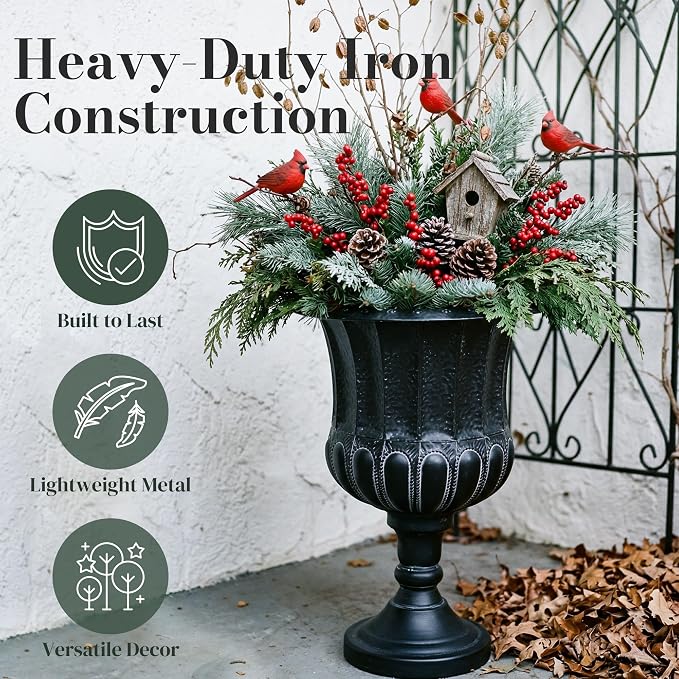 Worth Garden 25" H. Metal Urn Planters 1-Pack - Image 2