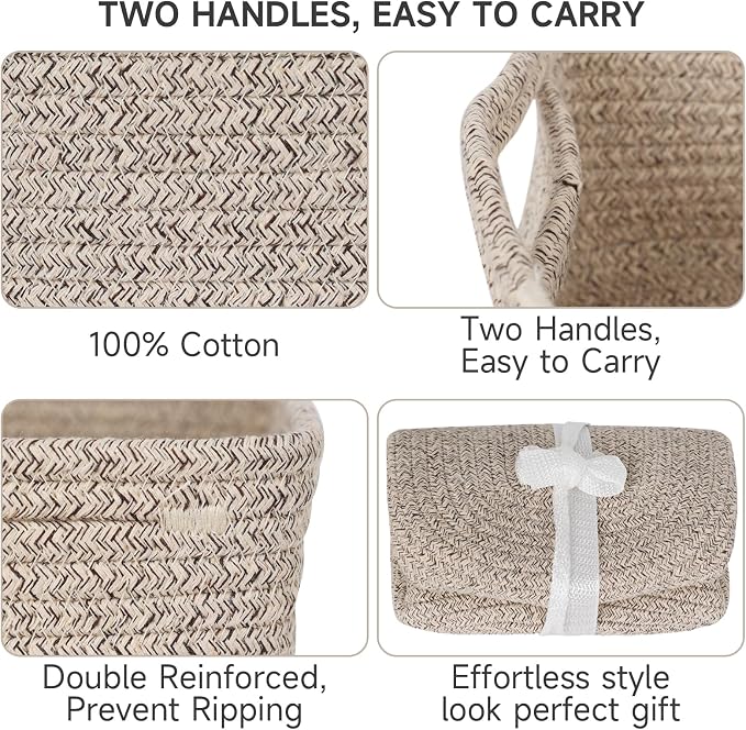 3 Pack Storage Baskets for Organizing, 13.7×9.5×6.3", Mixed brown | Woven - Image 6