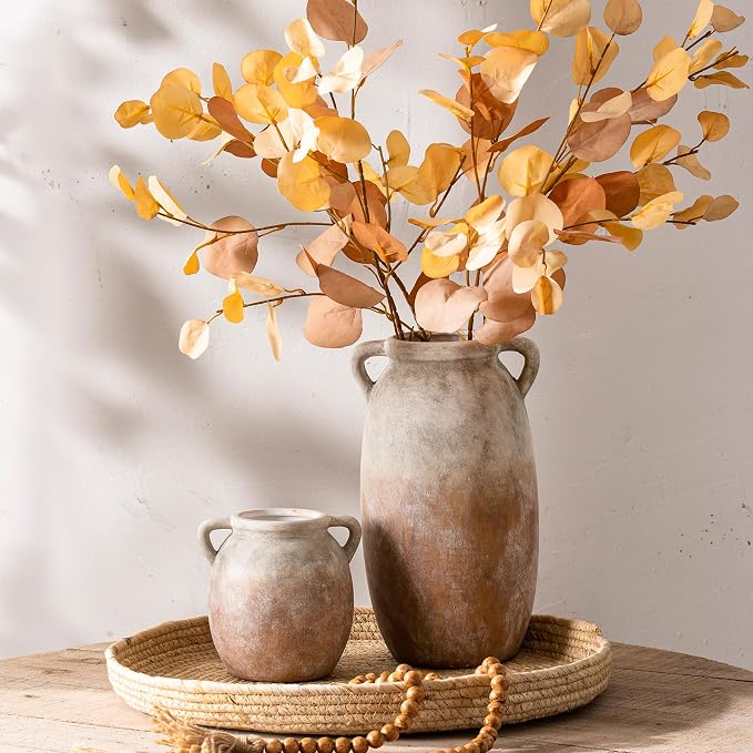 Dobbyby Ceramic Flower Small Vase 6 inch Farmhouse Rustic Vase Decorative - Image 8
