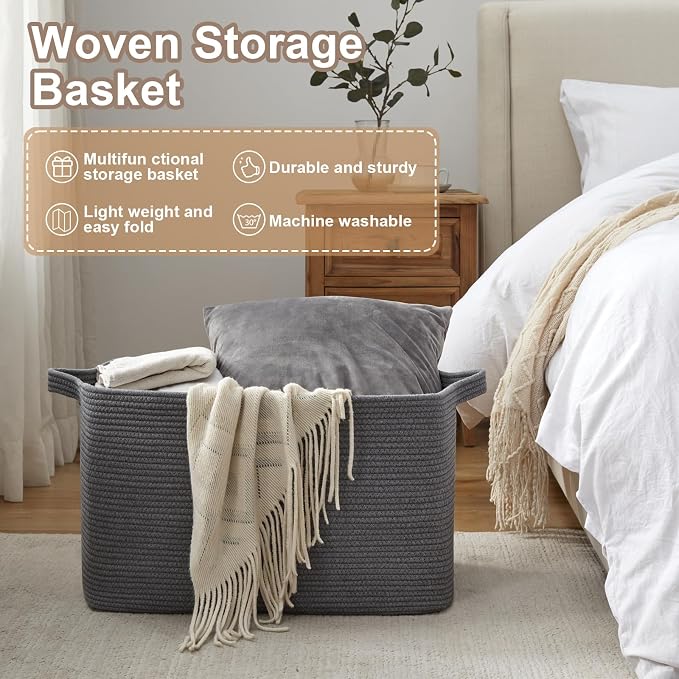 OIASKET 95L Extra Large Blanket Basket, Nursery Blanket Storage - Image 7