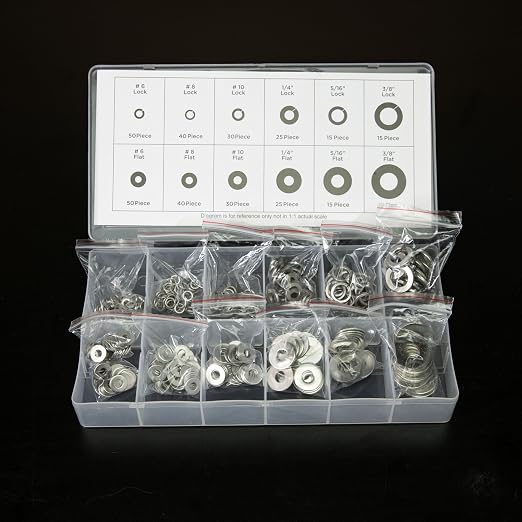 NEIKO 50400A Stainless Steel Lock and Flat Washer Assortment | 350 Piece Set | - Image 6