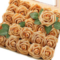 Artificial Flowers 50pcs Real Looking Gold Foam Fake Roses by Floroom