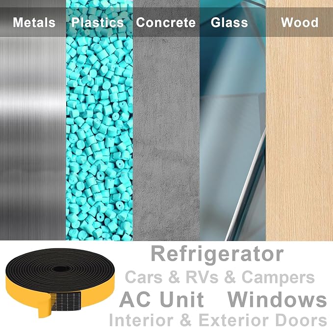 Wide Thin Foam Tape for Doors & Windows, Strong Adhesive 1x1/8In | Blocks drafts - Image 8