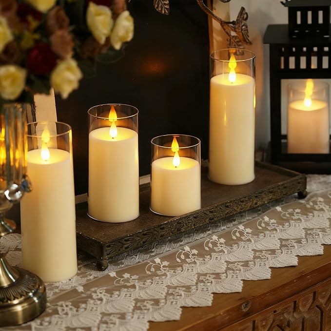 Homemory Ivory Flickering Flameless Candles, Battery Operated Acrylic LED - Image 4