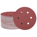 HARFINGTON 100 Pcs 6 Inch Sanding Discs 320 Grit Red Aluminum Oxide 6 Hole | by HARFINGTON