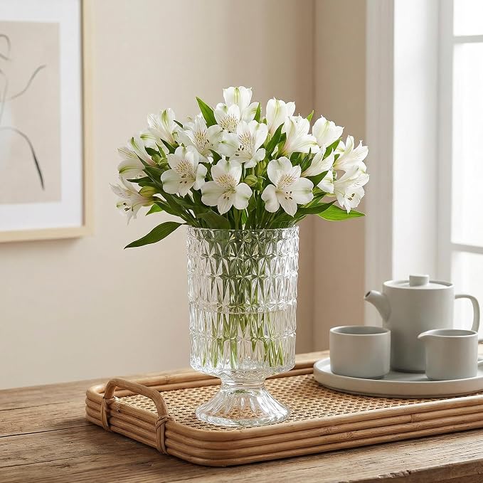 Goaste 3 Pack Embossed Big Base Vase, Hydroponic Green Plant Vases, Transparent - Image 9