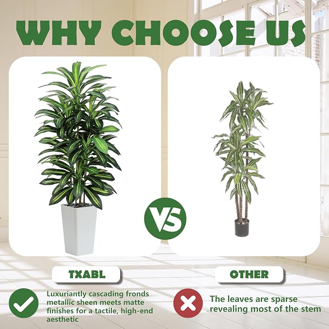Artificial Dracaena Tree Indoor, 5FT Tall Fake Floor Plants - Image 5