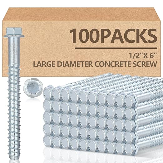 Tandefio 100 Pack 1/2 x 6 Concrete Anchors and Screw Kits Galvanized | Large by Tandefio