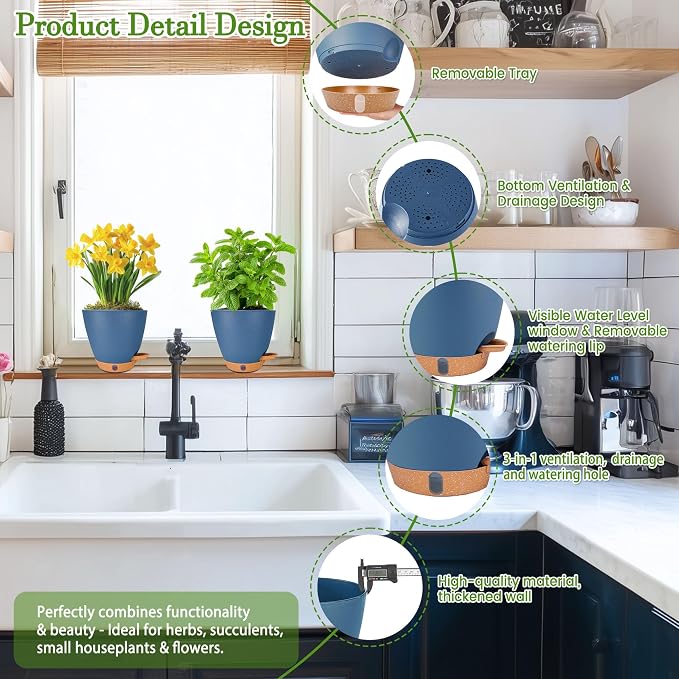 6 Inch Small Self Watering Pots - Image 7