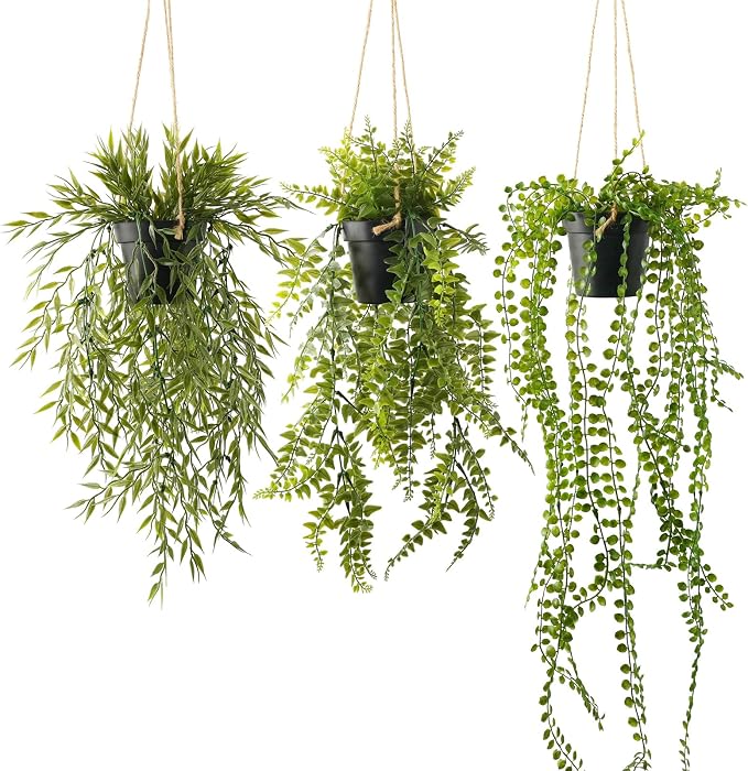 3 Packs 28" Fake Hanging Plants by Decorateyouridealhomewithease