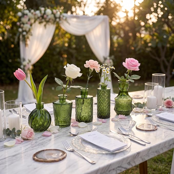 Clear Glass Bud Vase Set of 14 Pcs, Small Bud Vases in Bulk, Glass Crystal - Image 6