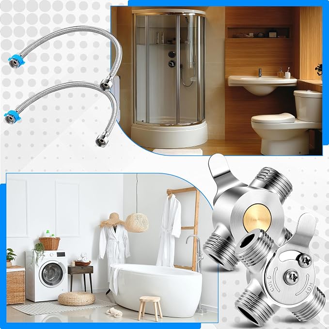 2 Pack 3/8 Inch Brass Manual Thermostatic Shower Water Mixing Valve | Hot and - Image 7