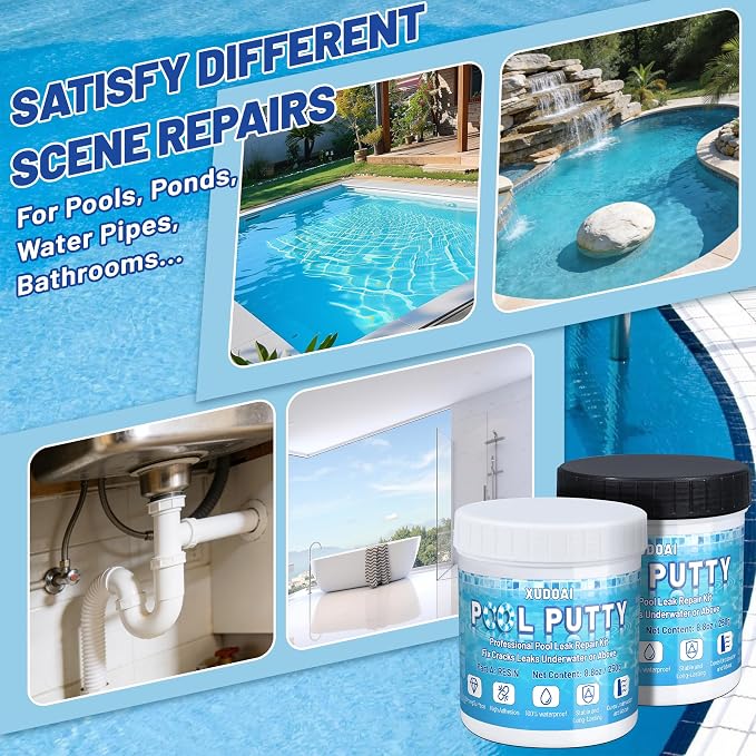 Pool Putty, 17.6oz/500g 2 Part Epoxy Pool Putty Crack Leak Filling & Repair | - Image 7