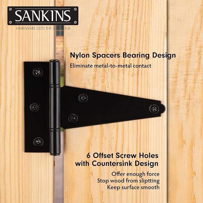 4 Inch T-Strap Shed Door Hinges Heavy Duty, Yard Door, Barn Door Gates - Image 4