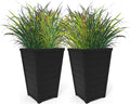 Keter Set of 2 Resin Modern Outdoor 22 Inch Tall Large Flower Pots, Tapered by Unknown
