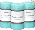 3x6 Inch Turquoise Pillar Candles Set of 3 by MiraScents