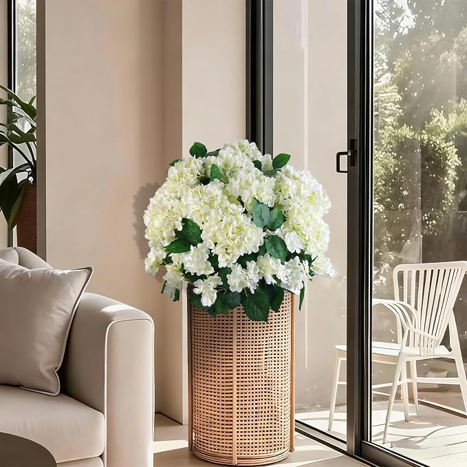 Artificial Hydrangea Bush – 20 Inch Potted Faux Hydrangea Plant, UV Resistant - Image 6