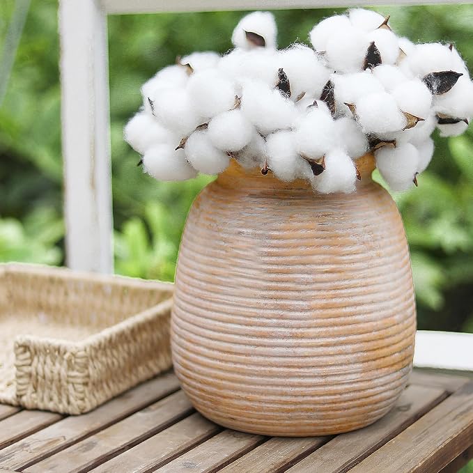 Ceramic Flowers Rustic Vase, Neutral Pottery Farmhouse Vases Home Decor - Image 7