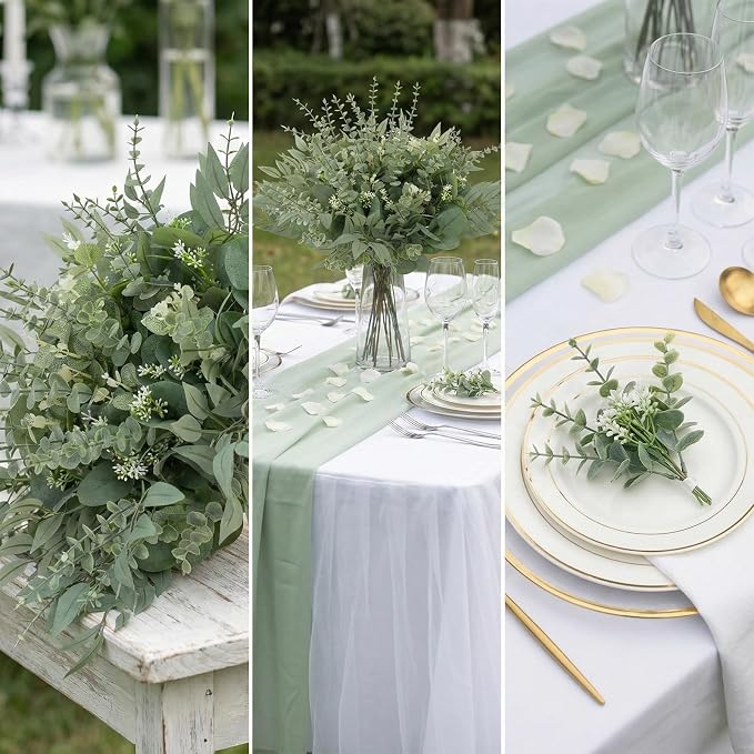 lovemoon 130 Pcs Artificial Mixed Eucalyptus Stems Bulk, 5 Kinds of Faux - Image 5