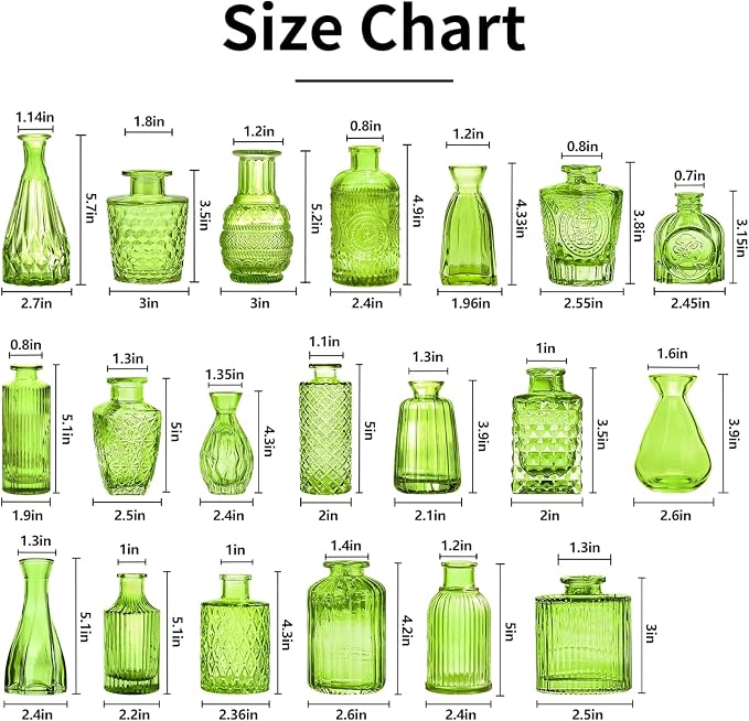 Green Glass Bud Vase Set, Mini Single Vintage Style - Image 6