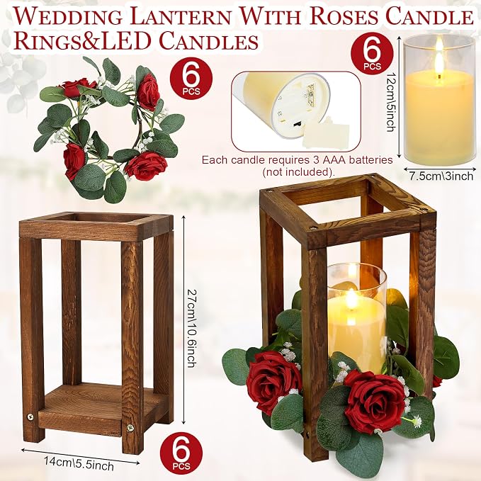 18 Pcs Wedding Wooden Lantern Centerpiece | Rustic Wooden Candle Lantern - Image 2