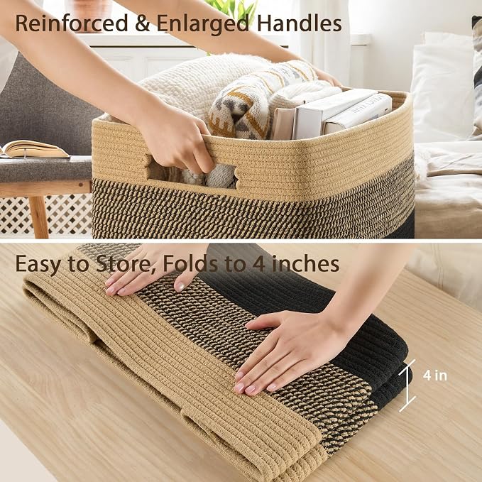 Optish 95L Large Woven Blanket Basket, Storage Basket - Image 5