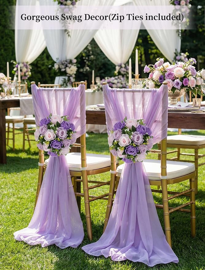 BLOSMON Wedding Rose Centerpieces Tables: Purple Lilac Pink Fake Roses | 10 Pcs - Image 3