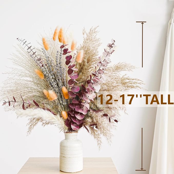 Fall Dried Flower Bouquet with Pampas Grass, Lavender & Red Eucalyptus –Boho - Image 2