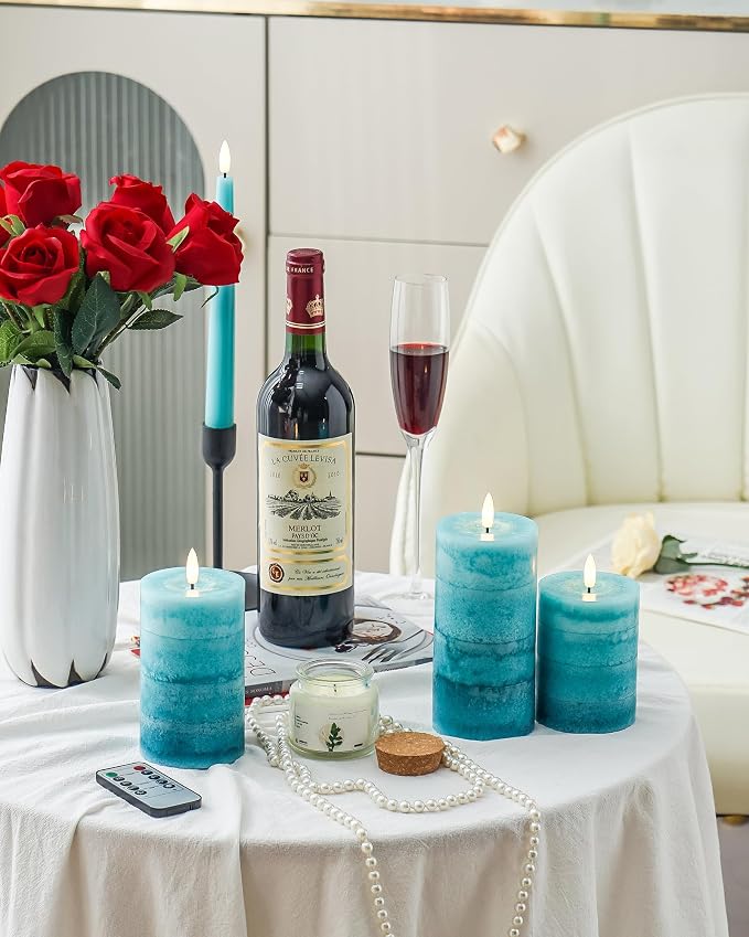 Stmarry Gradient Teal Flameless Candles - Image 2
