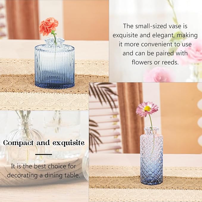 Set of 4 Glass Bud Vase Set, Small Vintage Clear Flower Vase Centerpieces - Image 7