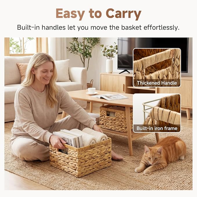 StorageWorks Wicker Baskets for Storage, Wicker Storage Baskets, Wicker Storage - Image 4