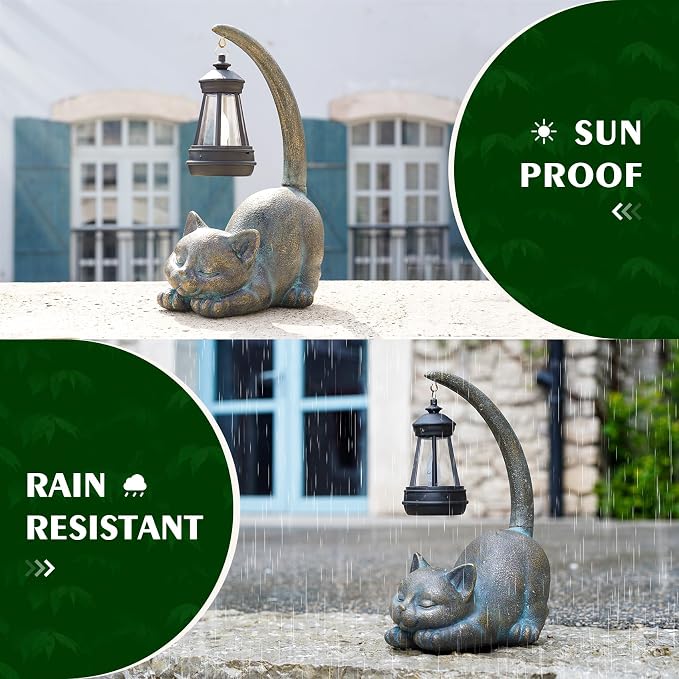 MININOVA Solar Garden Statues Cat Figurine Outdoor Decor - Image 4