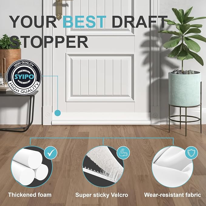 SYIPO One Side Door Draft Stopper, 36.6" Adjustable Door Stoppers - Image 5