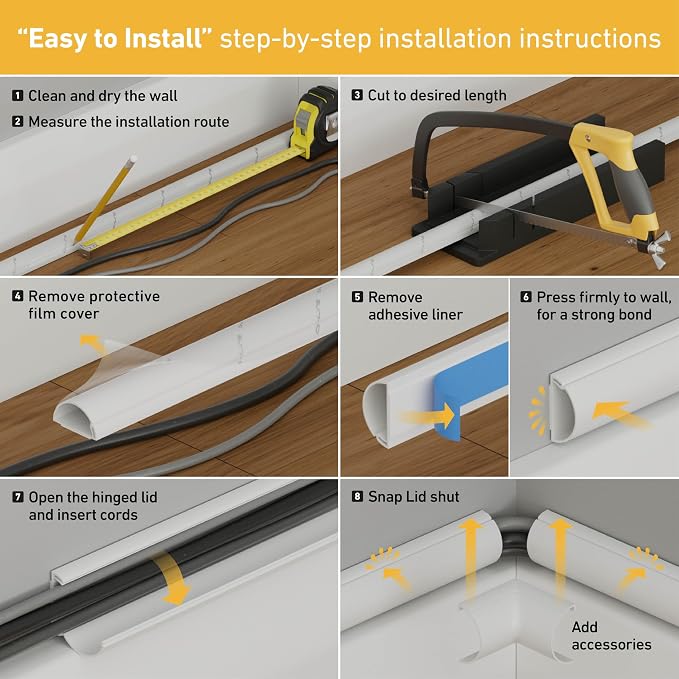 D-Line 13.12ft Cord Hider Kit, Patented Cable Cover, Hide Wires on Wall - Image 8