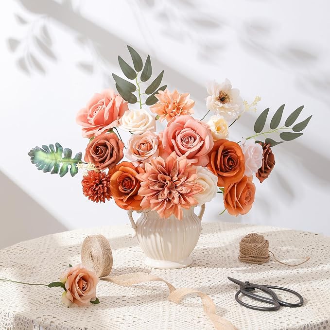 Artificial Flowers Fake Rose Flowers Dahlia - Image 4