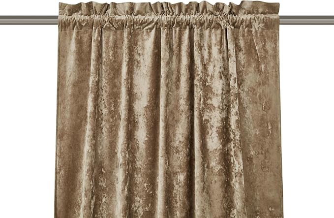 Chezmoi Collection Lux Tan Crushed Velvet Curtains 2 Panel Set - Image 8