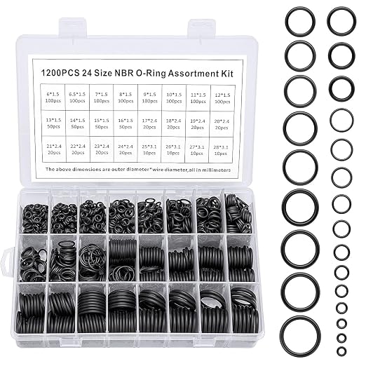 O Ring Assortment Kit 24 Sizes 1200 Pcs Nitrile Rubber Seal O-Rings | by Unknown