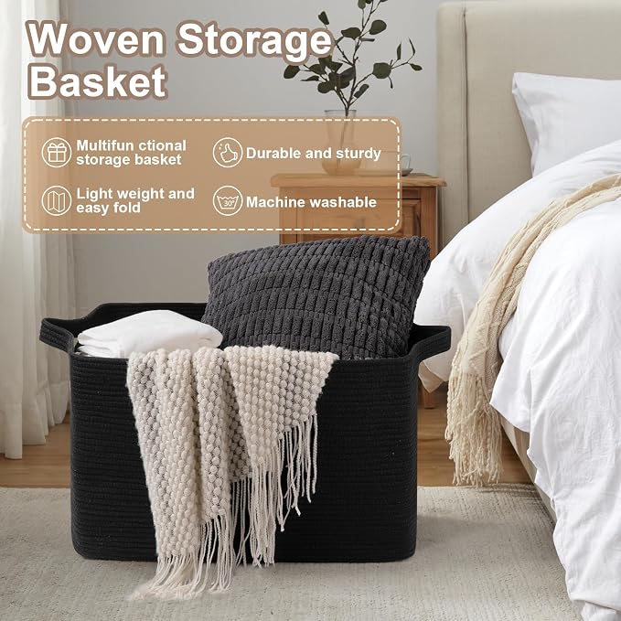 OIASKET 95L Extra Large Blanket Basket, Rectangle Nursery Blanket Storage - Image 7