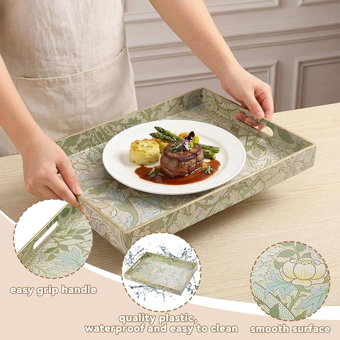 2 Pcs Serving Trays with Handles, Plastic Tray - Image 5