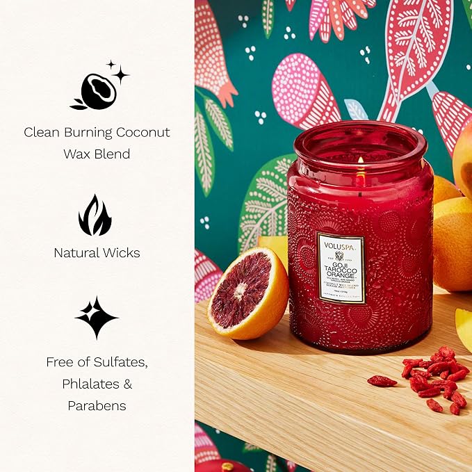 Voluspa Goji Tarocco Orange Large Scented Candle Jar 18 Oz, 100 Hr Burn | - Image 4