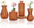 Set of 4 Glass Bud Vase Set, Small Vintage Clear Flower Vase Centerpieces by HAISIWLKJ