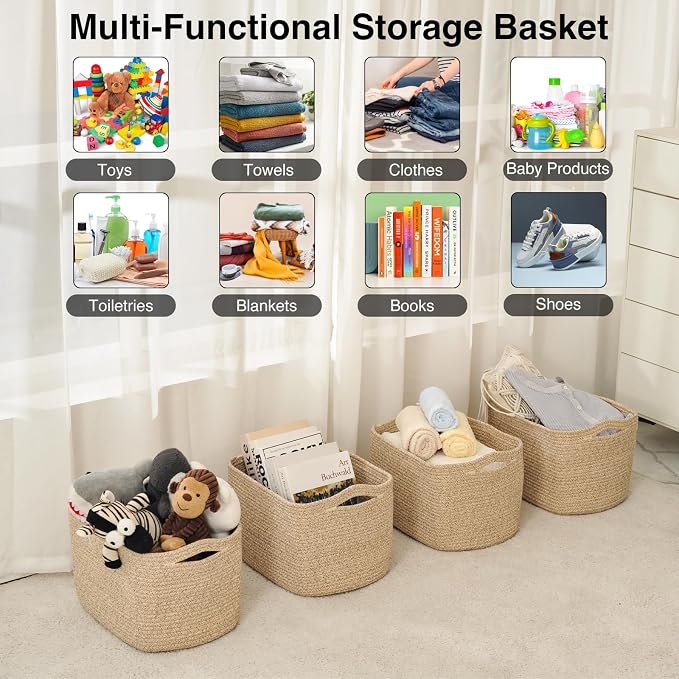 ICERZCZ Storage Baskets for Organizing & Shelves, Woven Cotton Rope - Image 4