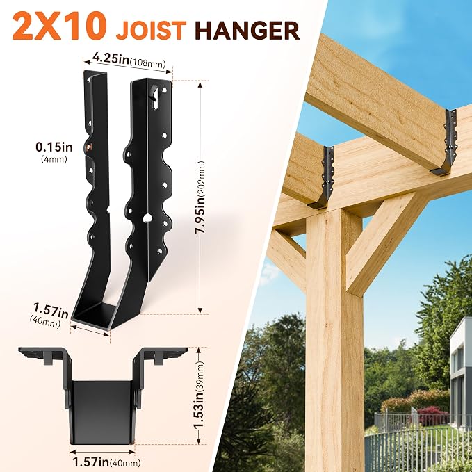 50 Pcs Black 2x10 Joist Hanger, LU210 18 Gauge Double Shear Face Mount Joist - Image 6