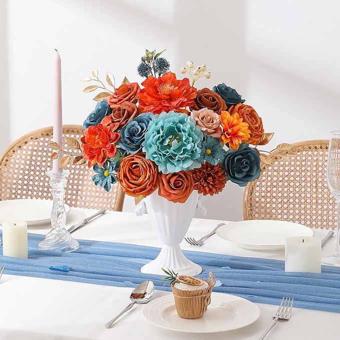 Artificial Flowers Fake Rose Flowers Dahlia - Image 7