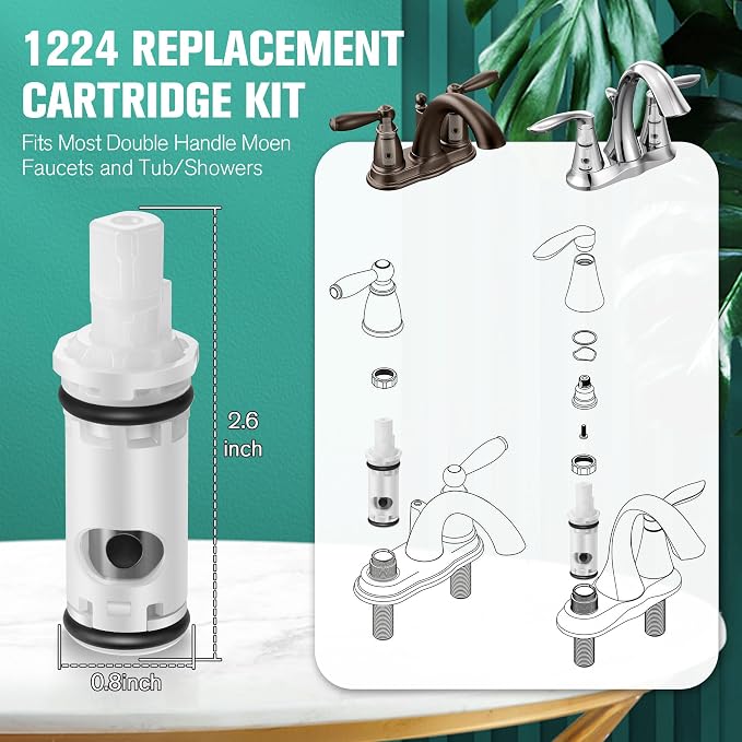 2 Pcs Faucet Cartridge Replacement Kit Compatible - Image 3