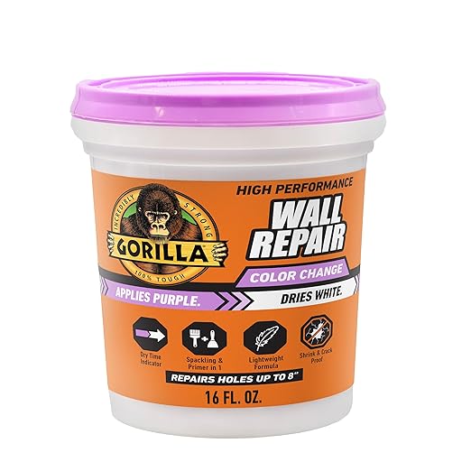 Gorilla High Performance Wall Repair, 16 oz Tub, Color Change Formula | Applies by Gorilla